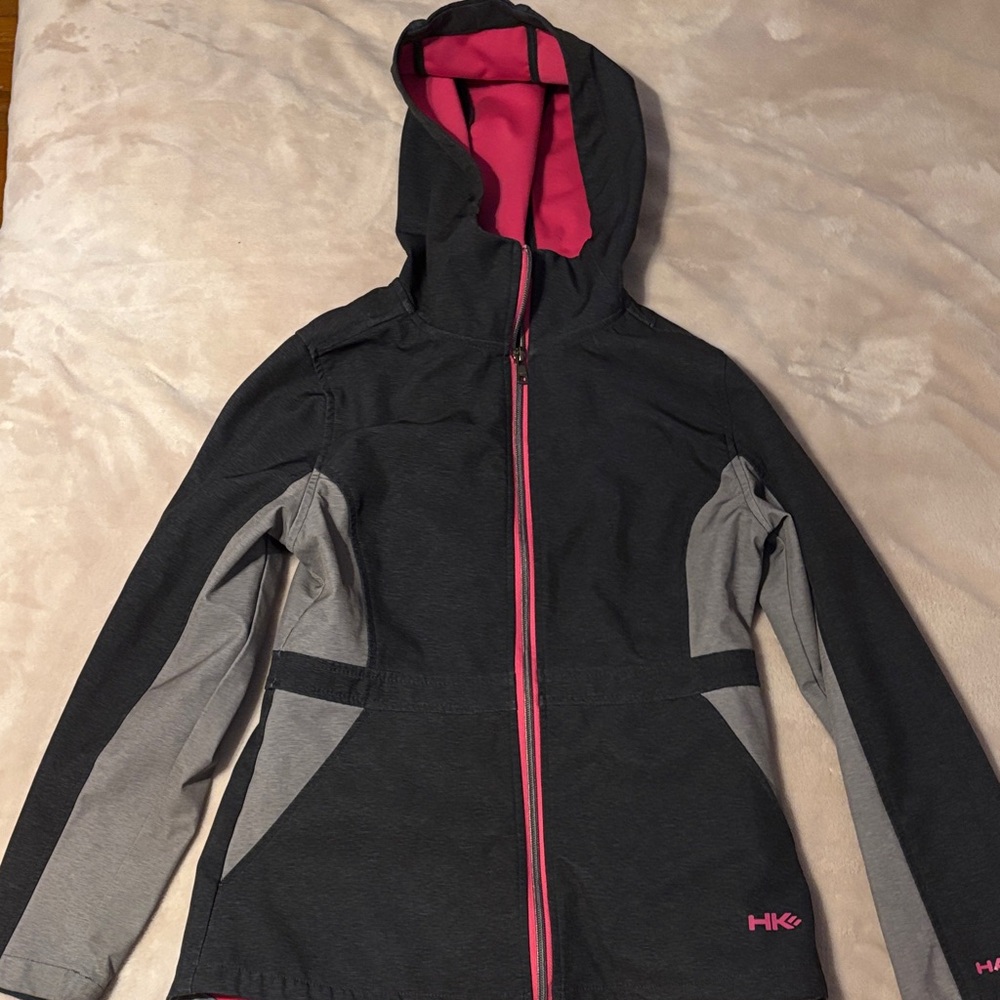 Hawke & Co Kids Hooded Raincoat - Black, Gray, and Pink